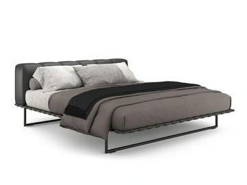 KRISTALL - Leather double bed with upholstered headboard by i 4 Mariani - view 2